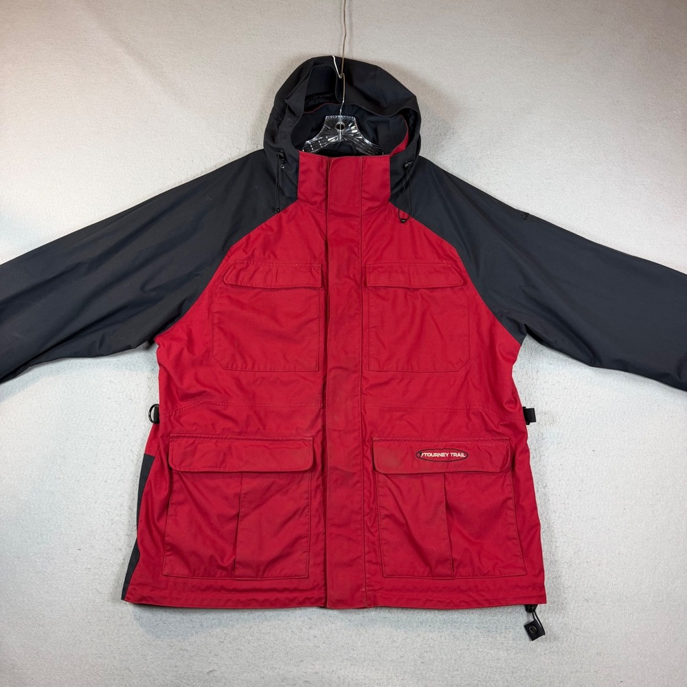 Cabela's jacket Mens XL Tourney Trail Dry-Plus Red Black Hooded Parka
